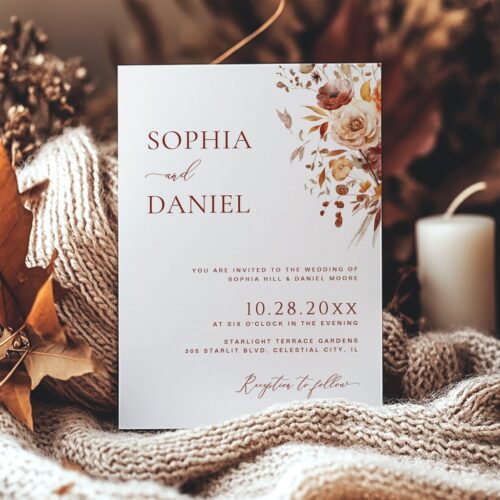 Autumn romance blooms wedding invitation r w390i5 1024