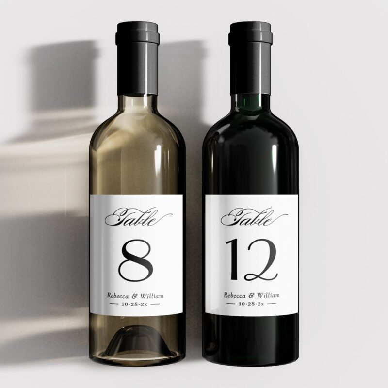 Budget Wedding Table Number Wine Labels