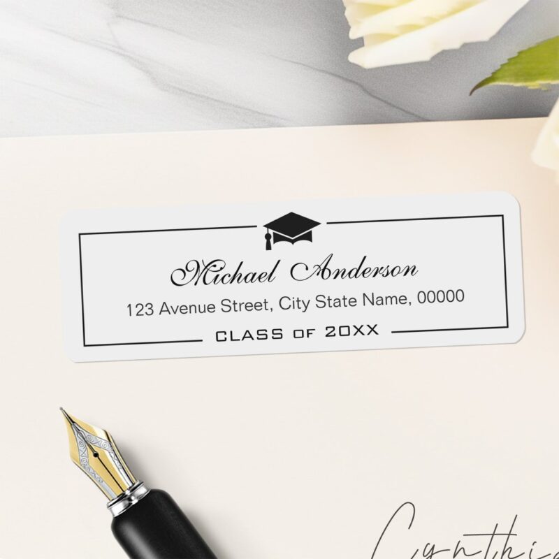 Graduation Musicaddress Labels Classic Graduation Cap Address Labels Simple Elegant