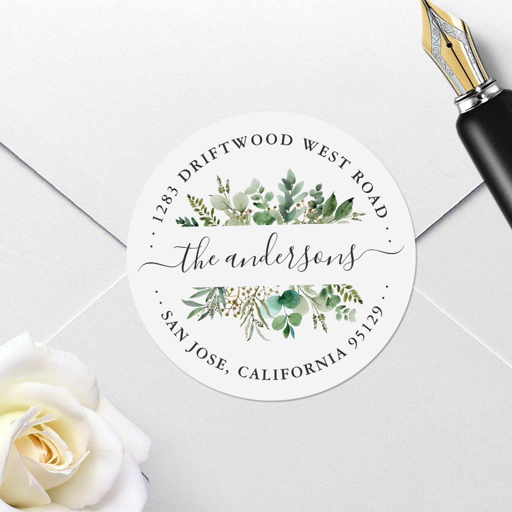 Eucalyptus Leaves Return Address Envelope Seal