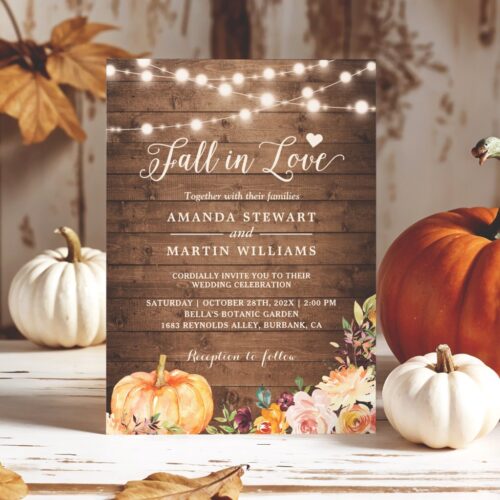 Fall in love rustic autumn floral pumpkin wedding invitation r wdxnjf 1024