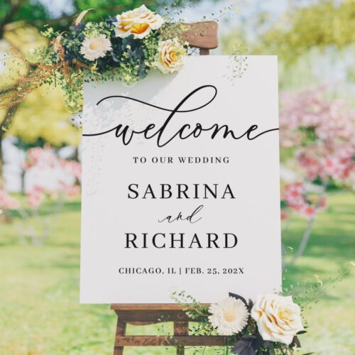 Minimalist modern wedding welcome sign canvas r v4pgm2 1024