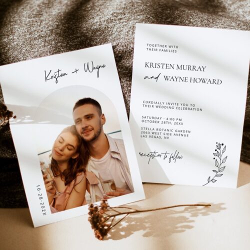 Modern minimalist with photo wedding invitation r vsaybi 1024