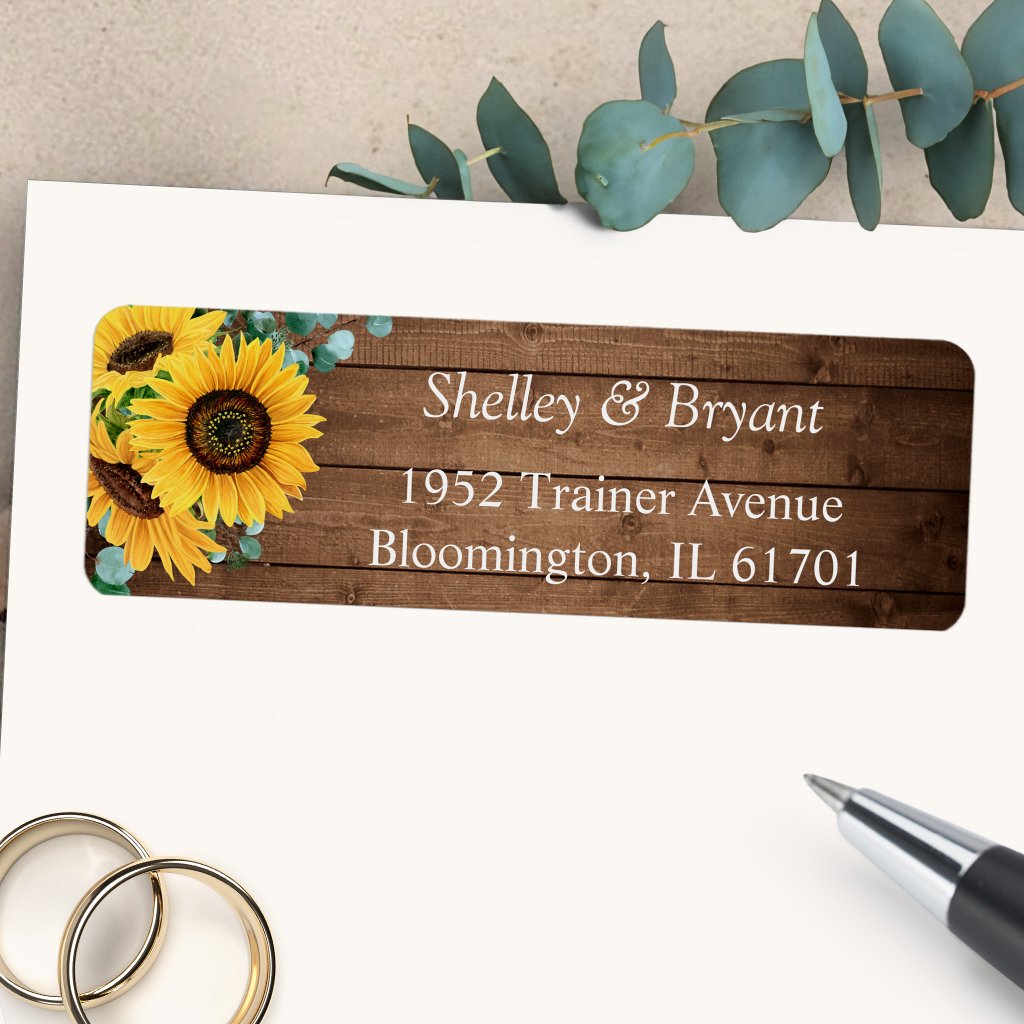Rustic Country Sunflower Eucalyptus Return Address Label
