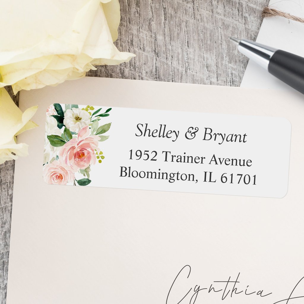 Simply Elegant Blush Pink Floral Return Address Label