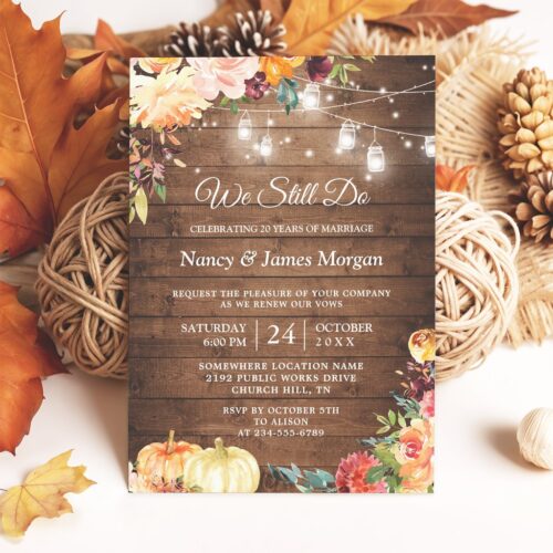 Vow renewal rustic autumn floral mason jar lights invitation r wdcxz0 1024