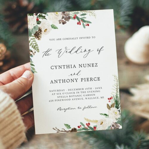 Winter floral rustic charm wonderland wedding invitation r ihdyc3 1024