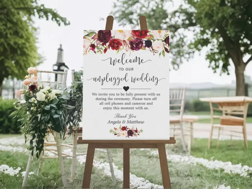 Heartfelt Wedding Signs - Unplugged Ceremony